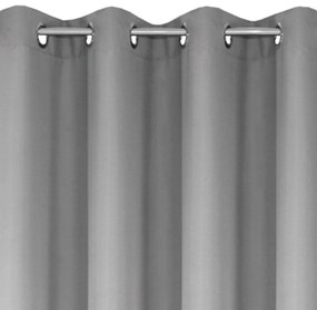 Draperie monocromă gri cu agățare pe inele metalice 140 x 250 cm