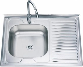 Chiuveta inox Inter Ceramic Alpaca cu o cuva si picurator dreapta finisaj inox lucios 80x60 cm
