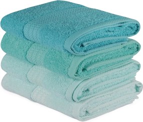 Set 4 prosoape baie RAINBOW, turcoaz, bumbac, 50x90 cm