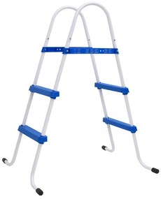 Scara de piscina, albastru si alb, 84 cm, otel