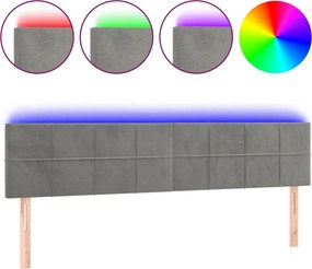 vidaXL Tăblie de pat cu LED, gri deschis, 180x5x78/88 cm, catifea
