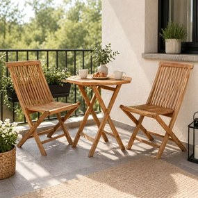 Set de lux pentru balcon Gardenay din lemn de tec, 1 masă +