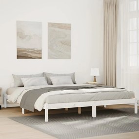 852425 vidaXL Cadru pat foarte lung fără saltea alb 180x220 cm lemn masiv pin