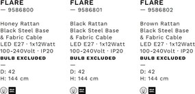 Lustra suspendata stil natural ratan negru FLARE