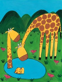 Ilustrație Mommy with Baby Giraffe, Carla Daly