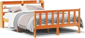 vidaXL Cadru de pat cu tăblie, maro ceruit, 120x190 cm, lemn masiv pin