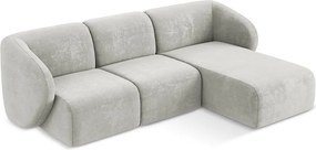 Colțar gri deschis cu tapițerie din chenille (cu colț pe partea dreaptă/cu șezlong) Lani – Makamii