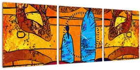 Tablou - Pictură străveche (cu ceas) (90x30 cm)