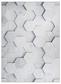 ANDRE 1180 covor lavabil Fagure, hexagon 3D anti-alunecare - gri