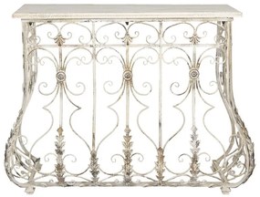 Consola metalica, cu blat din lemn, aspect vintage, Fleurique