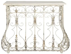 Consola metalica, cu blat din lemn, aspect vintage, Fleurique