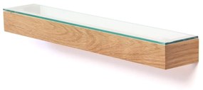 Etajeră din lemn de stejar cu blat din sticlă, Wireworks Mezza, 55 cm