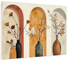 Tablou pe sticlă - Vaze în arcade (70x50 cm)