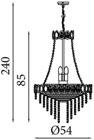 Lustra metal alama satinata, cristal transparent Louis Phillipe