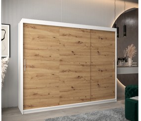 Dulap de haine 250 cm Toki (alb mat + stejar artisan). 1064861