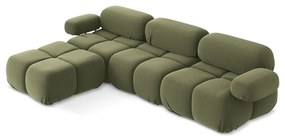 Colțar modular verde deschis cu tapițerie din catifea Lokua – Makamii