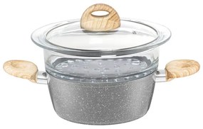 Oala cu capac si steamer 20cm, 2.3L, invelis Stone Effect, Kenya