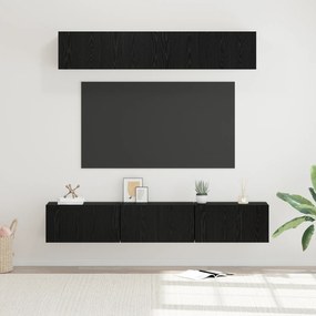 vidaXL Set comodă TV 5 pcs Stejar Negru Mediu 80 x 30 x 30.5 cm