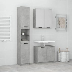 Set dulapuri de baie, 3 piese, gri beton, lemn prelucrat