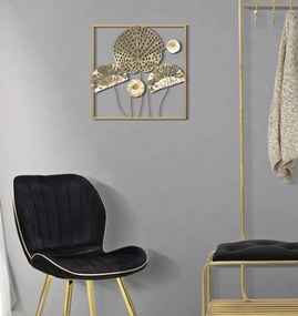Decoratiune de perete aurie din metal, 50x5x50 cm, Gold Flowers Mauro Ferretti