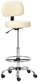 HOMCOM Scaun bar capitonat, scaun de bar cu cadru metalic, cu spătar, din piele ecologică, reglabil pe înălțime, scaun de bucătărie cu suport pentru picioare, rotire 360° Tresenhocker pentru bucătărie, living, sufragerie Bej | Aosom Romania