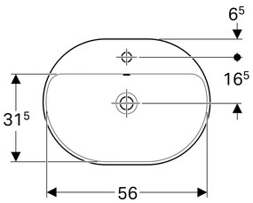 Lavoar baie incastrat alb 60 cm, oval, cu orificiu baterie, Geberit Variform Eliptic Cu orificiu