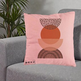 Perna Decorativa Boho Stiva Forme Punctate Terracotta, 40x40 cm, Roz, Husa Detasabila, Perna Inclusa, BEKZ®