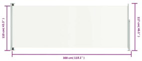 Copertina laterala retractabila de terasa, crem, 117x300 cm Crem, 117 x 300 cm
