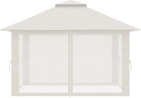 Outsunny Pavilion Pliabil Pop-Up 4x4 m cu Înălțime Reglabilă pe 3 Niveluri, Pavilion Exterior cu Plasă de Țânțari, Saci de Nisip, Geantă de Transport, UV50+, pentru Grădină Camping Petreceri, Crem | Aosom Romania