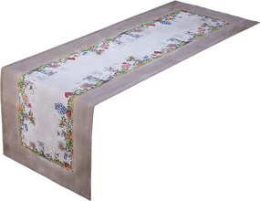 decoDoma Traversă de masă cu imprimeu GRĂDINĂ ÎNFLORITĂ 45 x 140 cm