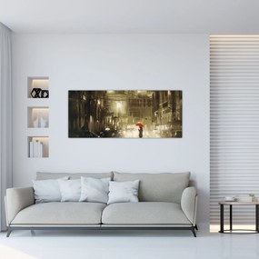 Tablou - Femeie într-o noapte ploioasă (120x50 cm)