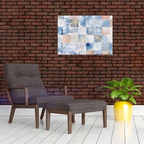 Tablou pe sticlă - figuri geometrice pe perete (70x50 cm)