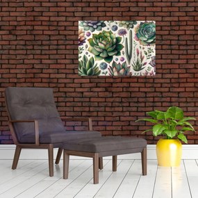 Tablou pe sticlă - Plante suculente (70x50 cm)