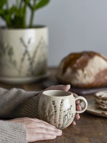 Cană din ceramică cu flori de câmp aplicate manual, D9,5×H8,5 cm, 250 ml, „Bea"