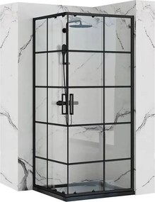 Cabina de dus patrata Rea Concept cu usi glisante 80x80 negru mat