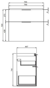 Dulap baie suspendat Cersanit City 80 pentru lavoar, alb 800 mm