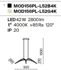 Lustra LED suspendata, design modern Curve auriu