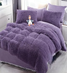 Lenjerie de pat 2 persoane, super pufoasa, Cocolino, mov, 6 piese, LLJ-12