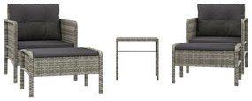 319682 vidaXL Set mobilier de grădină cu perne, 5 piese, gri, poliratan