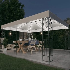 Pavilion cu acoperis dublu  siruri de lumini LED, alb, 3x4 m Alb