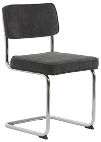 Scaun de dining gri din catifea reiată Rupert – Unique Furniture