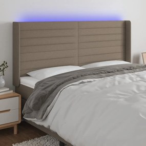 3124214 vidaXL Tăblie de pat cu LED, gri taupe, 203x16x118/128 cm, textil
