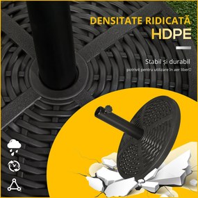 Outsunny Bază de Umbrelă de Grădină Rotundă, Efect de Ratan, Greutate 9,5 kg, Ø45cm, Negru | Aosom Romania