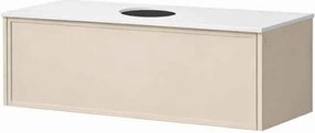 Set dulap baza suspendat KolpaSan Orphia 1 sertar 100 cm finisaj light grey cu blat Kerrock
