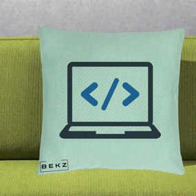 Perna Personalizata Laptop Cod HTML, 40x40 cm, Verde Menta, Husa Detasabila, Perna Inclusa, BEKZ®