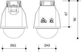 Senzor de mișcare încastrat pentru tavan fals 360° 1200W/230V IP54 alb