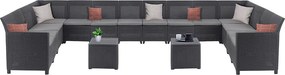 Set de mobilier de grădină Claire IV cu 14 locuri și masă de depozitare Vigo, grafit