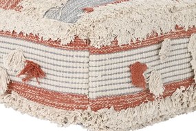 Puf de podea din bumbac țesut manual, 60 x 60 x 25 cm, dungi portocaliu și alb, 6300 gr, „Floor Cushion Stripes"
