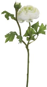 Floare artificiala Buttercup, Fibre artificiale, Verde deschis Alb, 40x70 cm