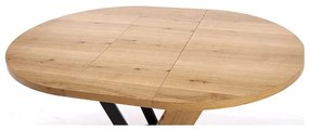 Masă de bucătărie Medina - rotund, 120-160 x 120 cm, stejar / negru